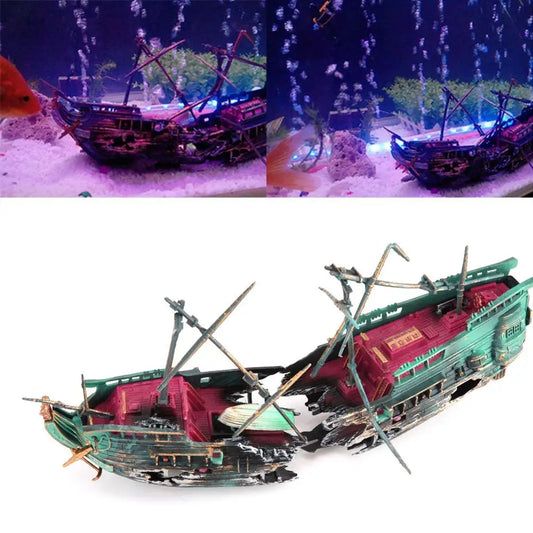 24*12cm Large Aquarium Shipwreck Boat Decoration