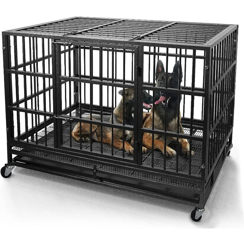 Heavy Duty Dog Kennel with Wheels Indestructible