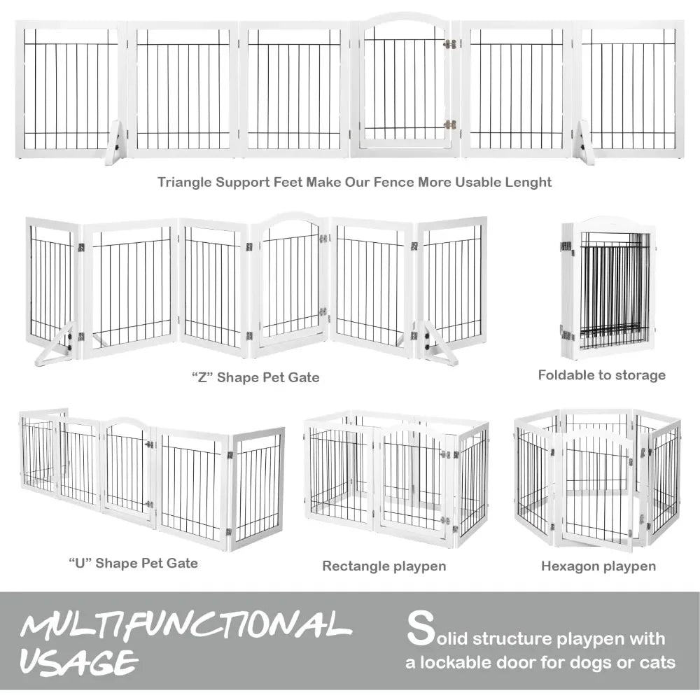 6 Panels 144-inch Extra Wide Freestanding Safety Gate