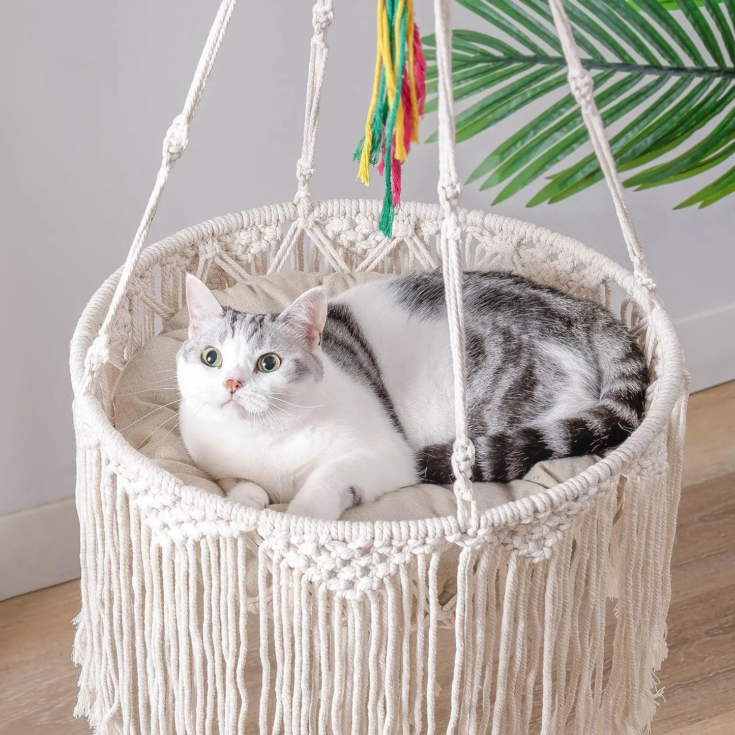 Macrame Hanging Cat Hammock Indoor Cats