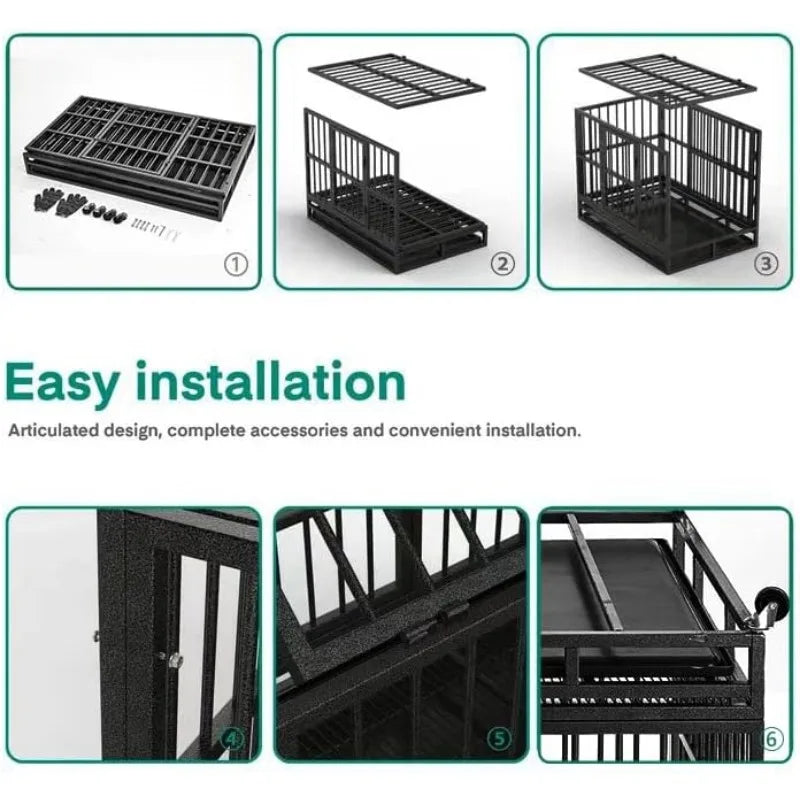 Heavy Duty Dog Kennel with Wheels Indestructible