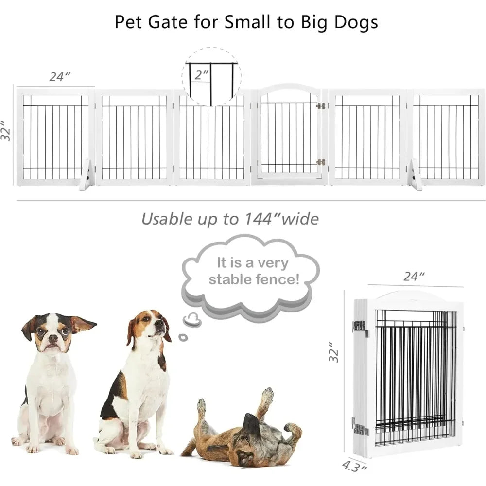 6 Panels 144-inch Extra Wide Freestanding Safety Gate