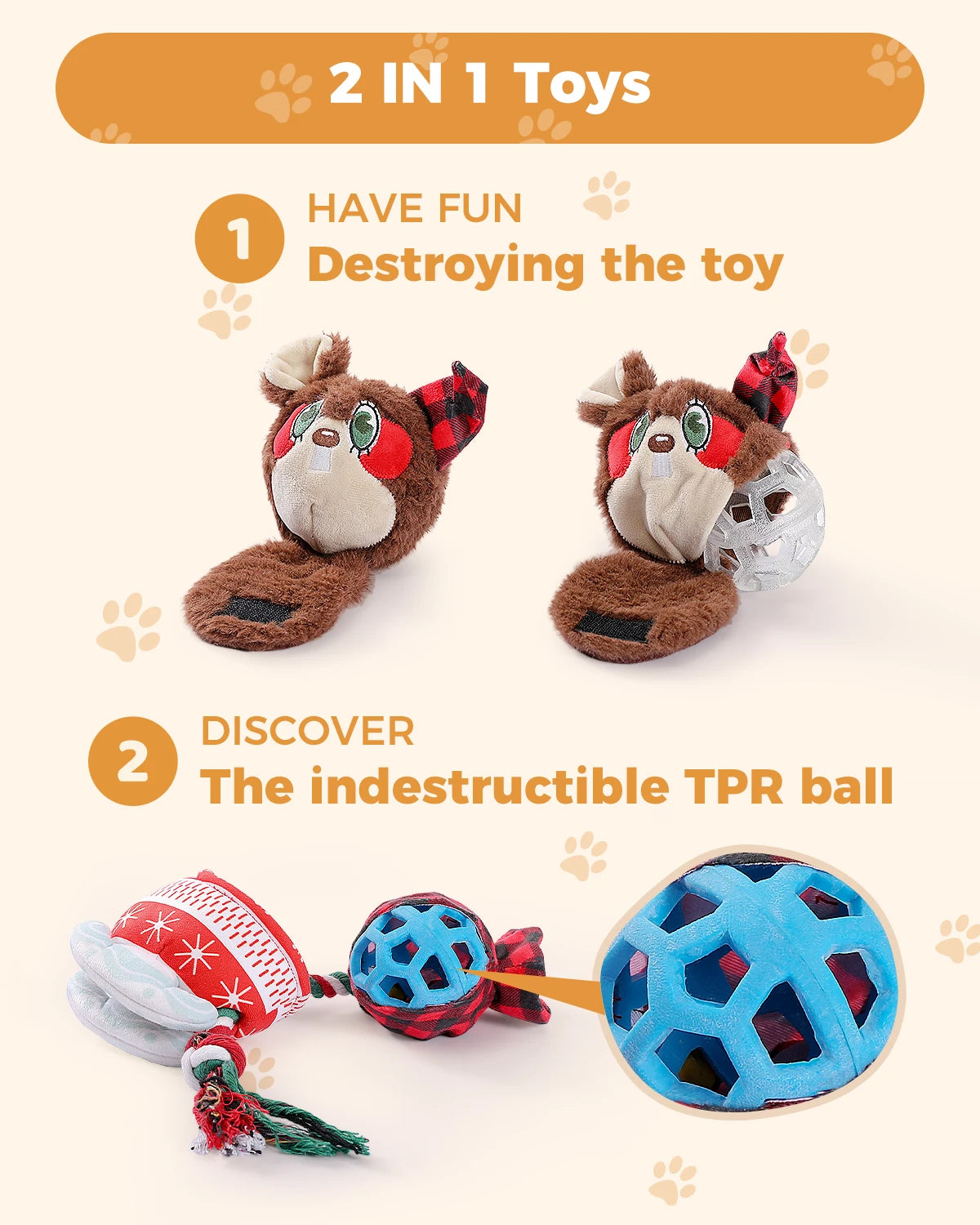 5 Piece Christmas Dog Toy Gift Set