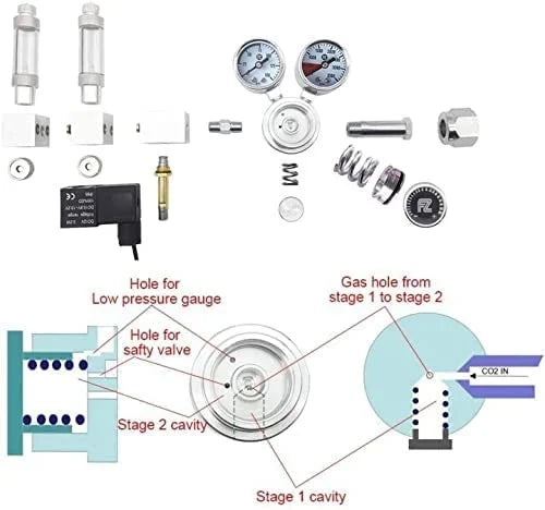 Fish Aquarium Dual Stage CO2 Regulator Adjustable