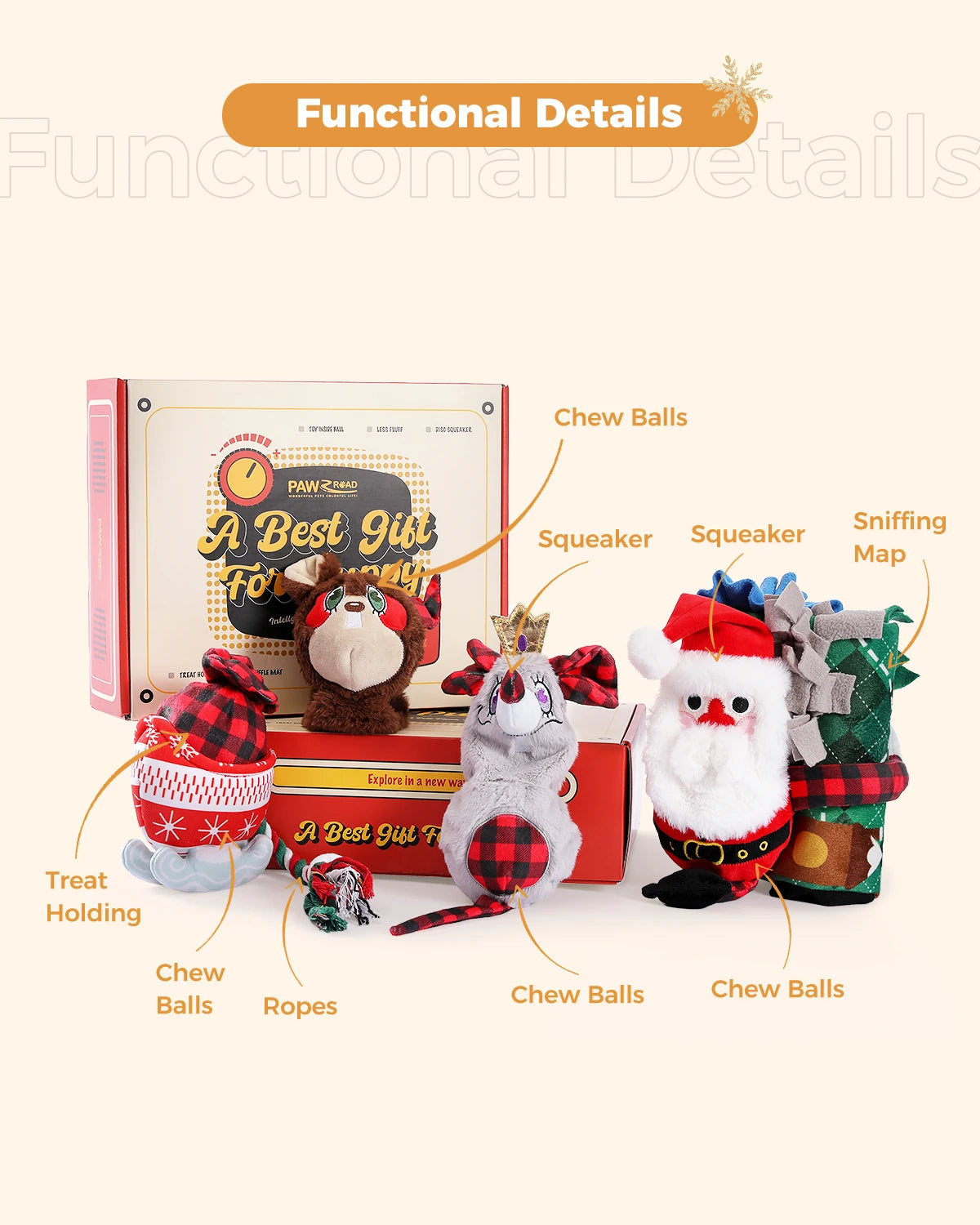 5 Piece Christmas Dog Toy Gift Set