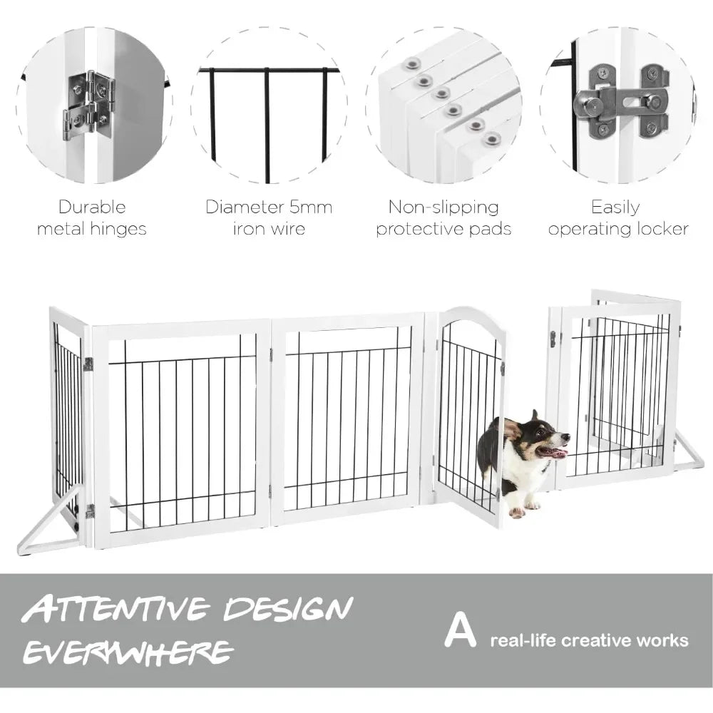 6 Panels 144-inch Extra Wide Freestanding Safety Gate