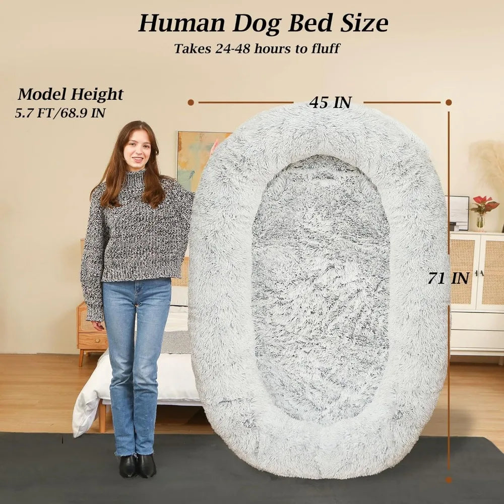 Plush Dog Bed With Blanket And Humans