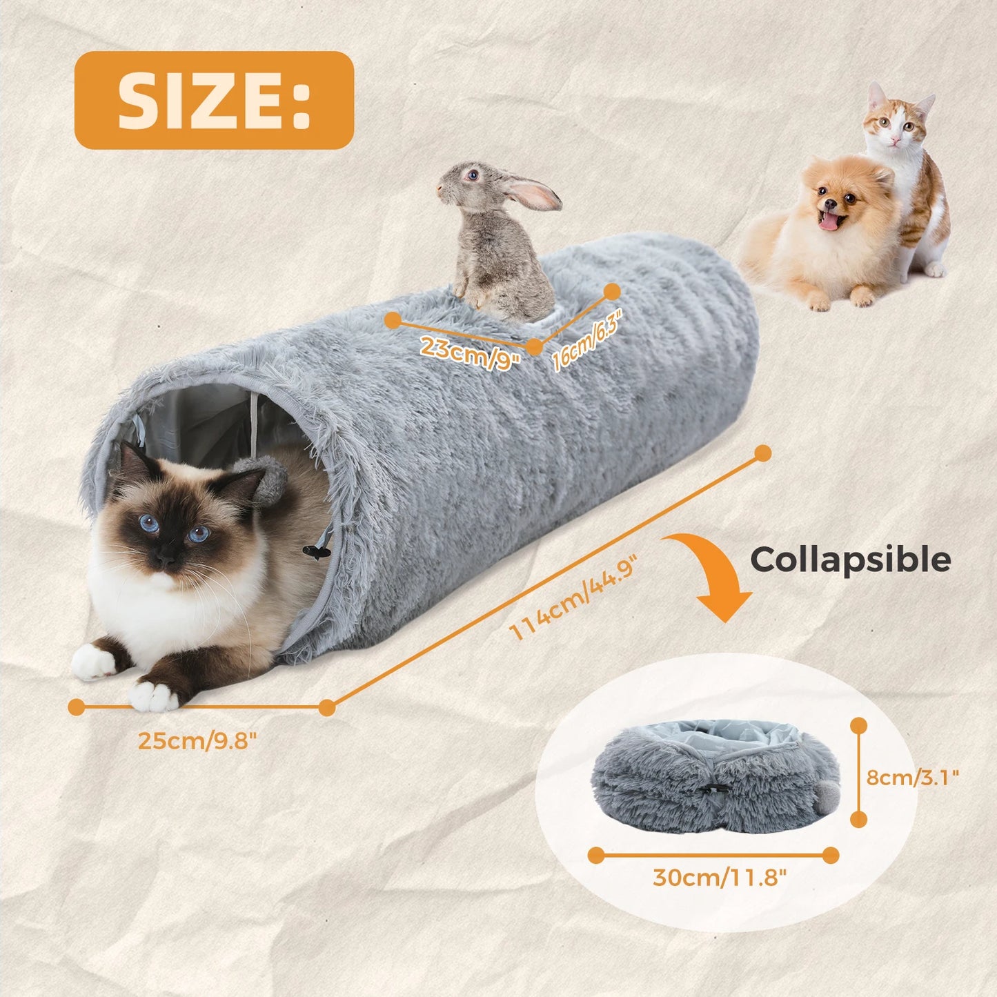 Large Collapsible Cat Tunnel Indoors