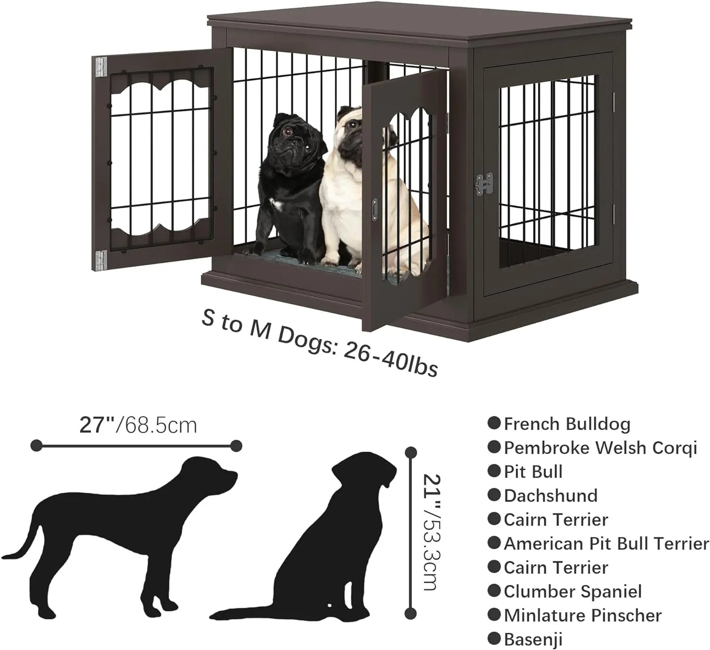 Dog Crate with Cushion Small, Medium Dogs