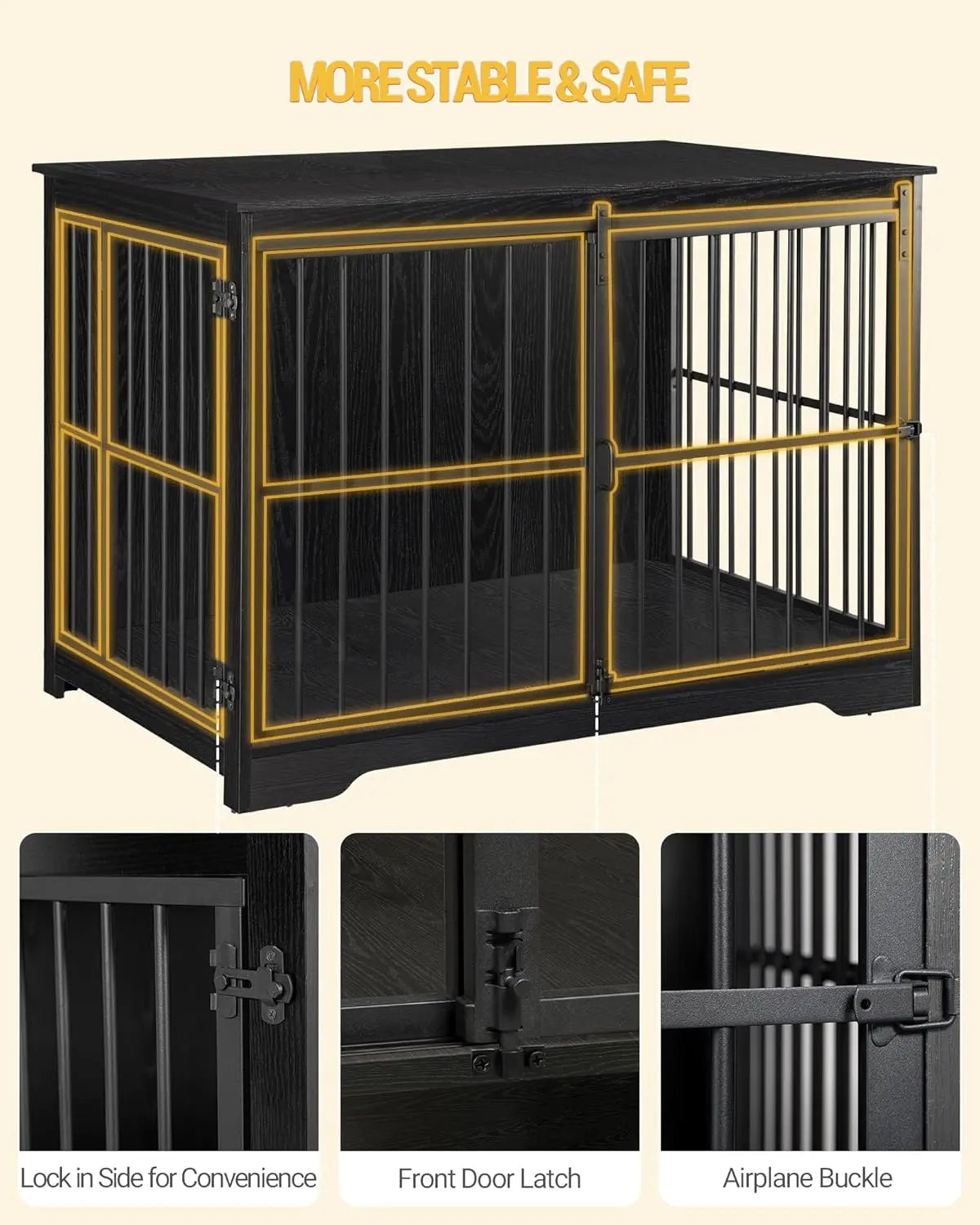 Wooden Dog Crate Furniture Double Door Kennel