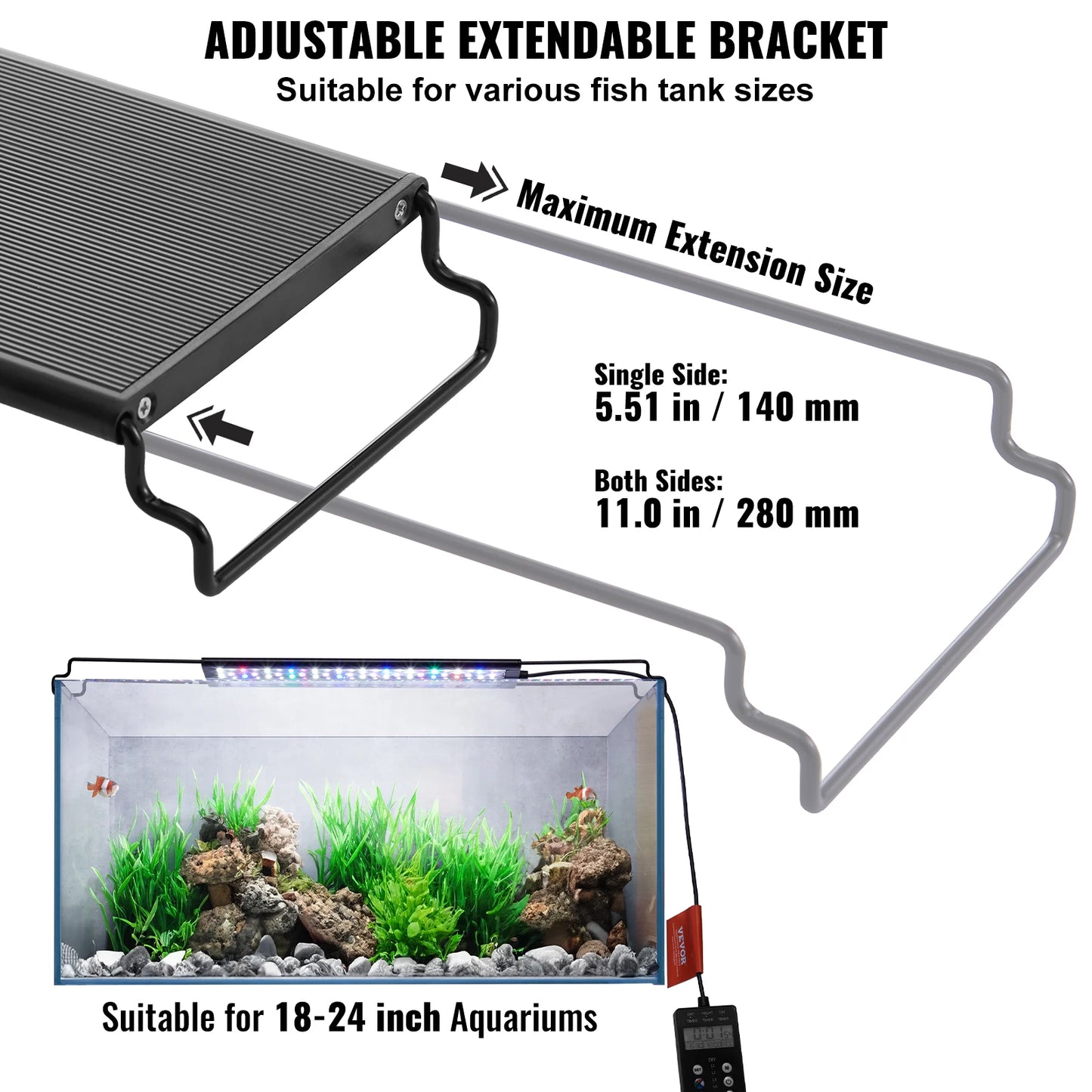 Aquarium Light with LCD Monitor Adjustable Brightness & Timer