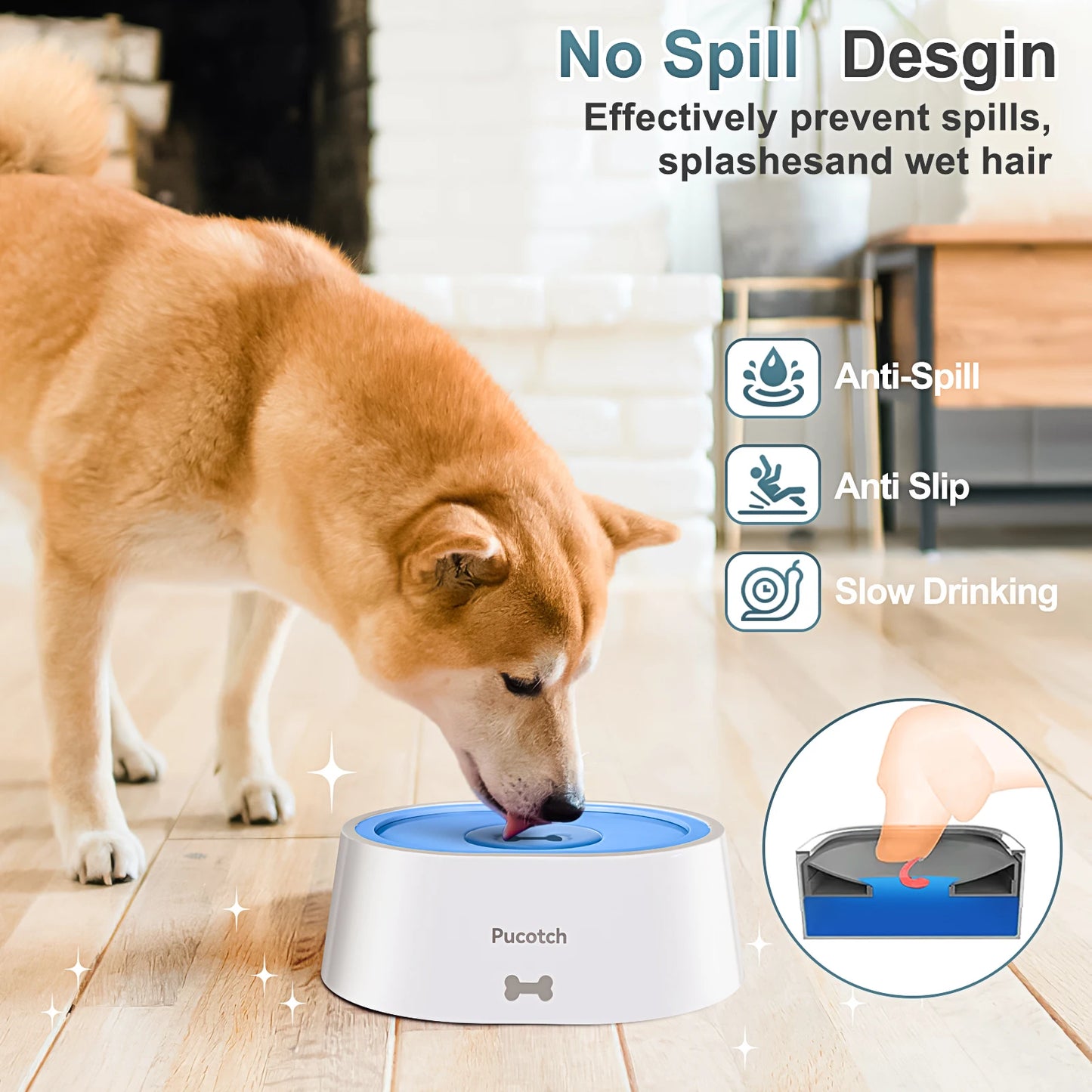 Dog Water Bowl No Spill, No Splash