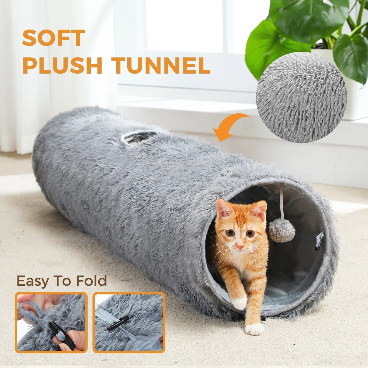 Large Collapsible Cat Tunnel Indoors