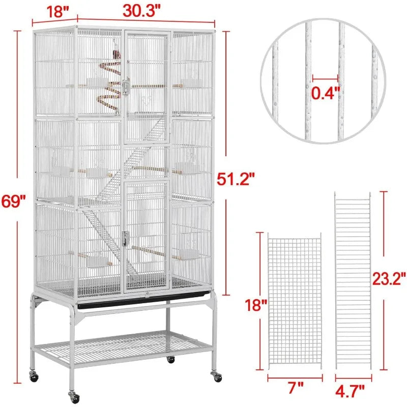 69'' Extra Large Bird Cage w/Detachable Stand