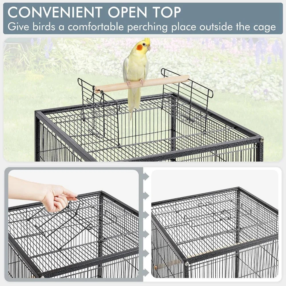 Metal 52" Large Rolling Bird Cage