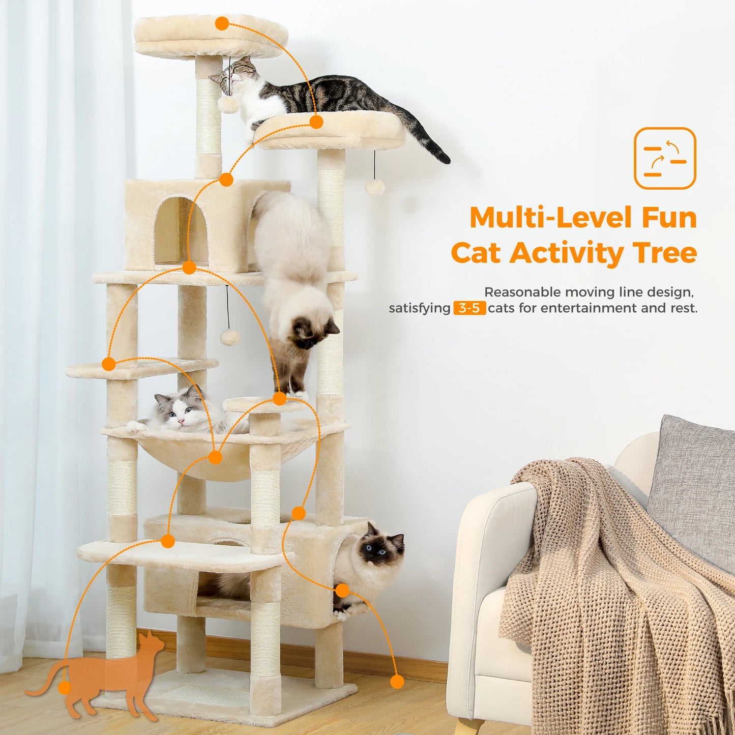 Large Indoor Cat Tree and Scratching post