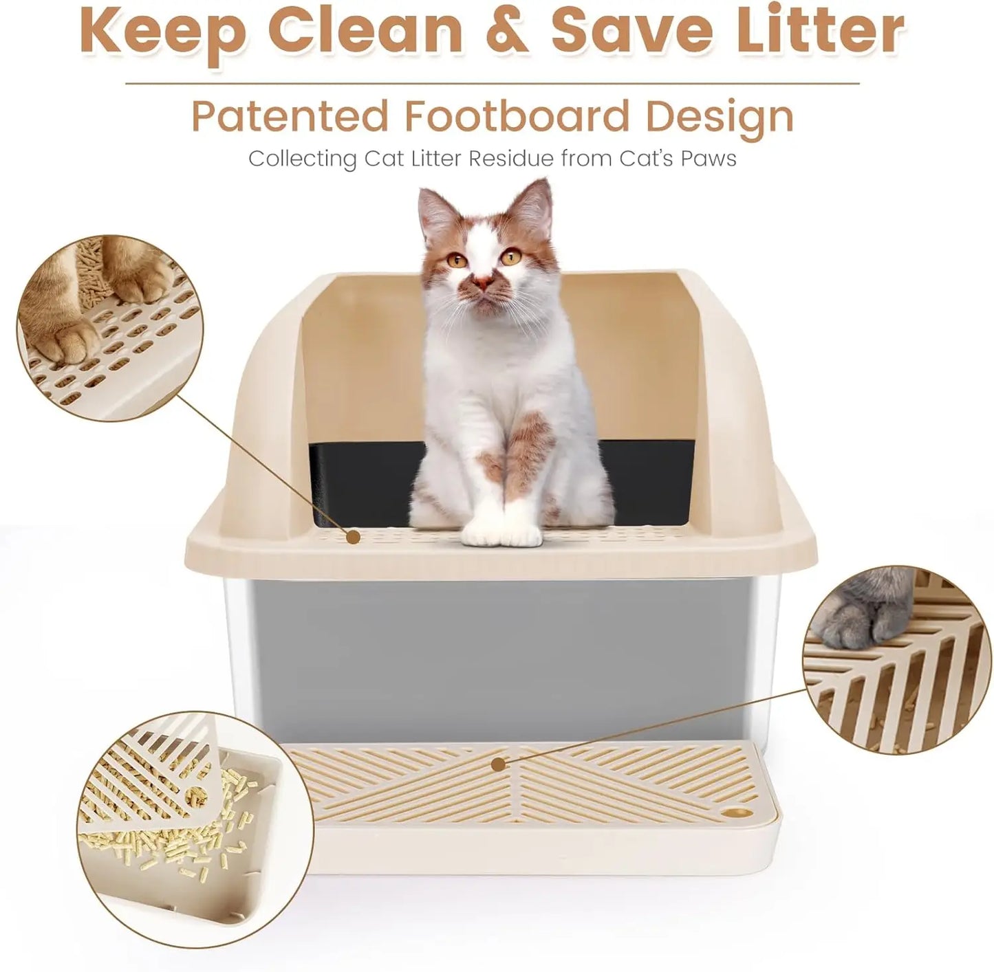 Teflon Coated Stainless Steel Litter Box