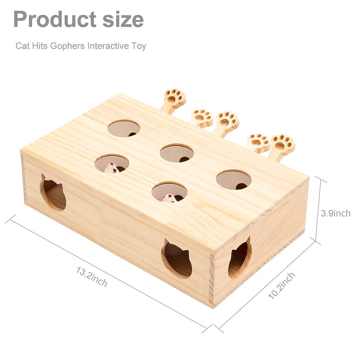 Cat Toy Interactive Whack-A-Mice Solid Wood