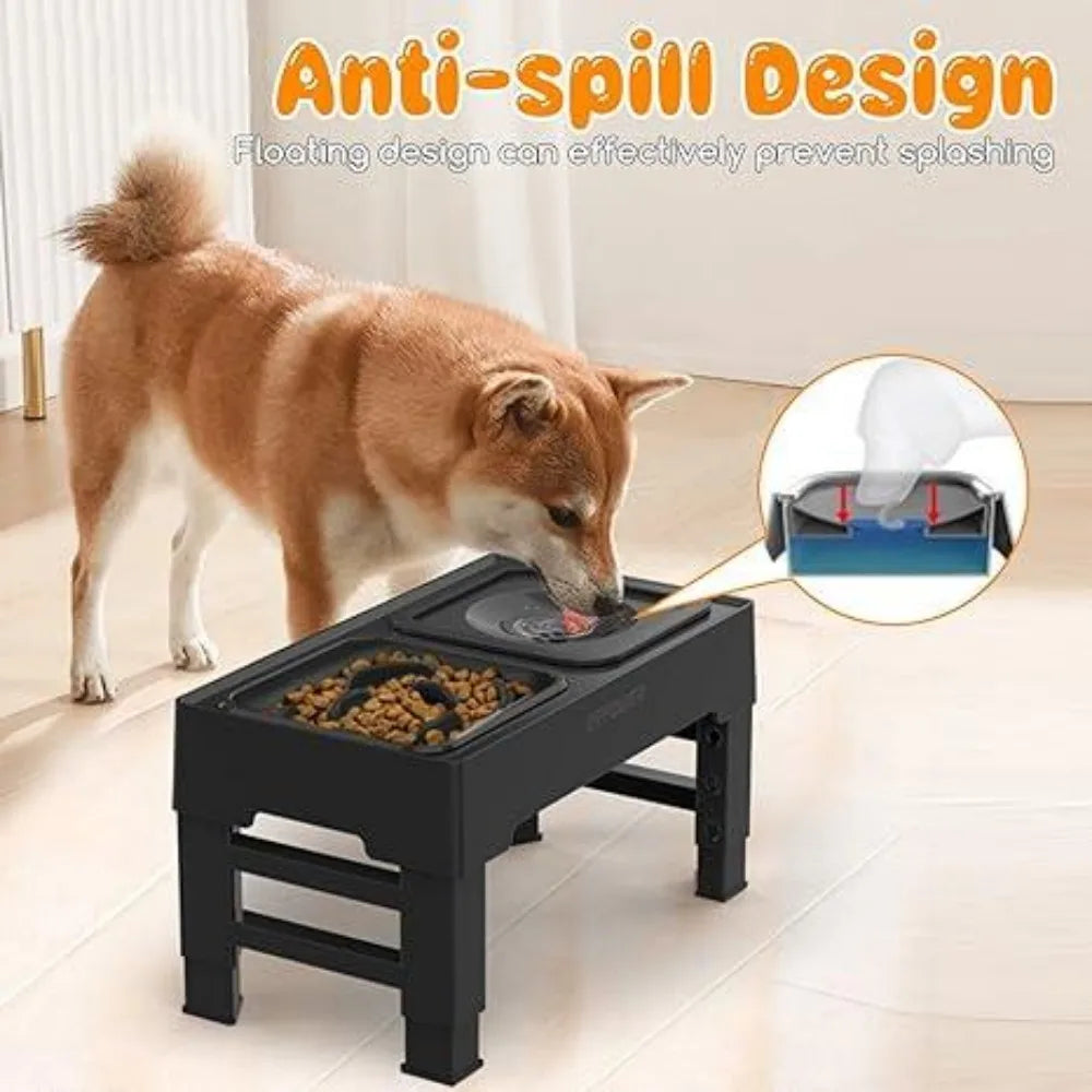 2-in-1 Elevated Slow Feeder Dog Bowls