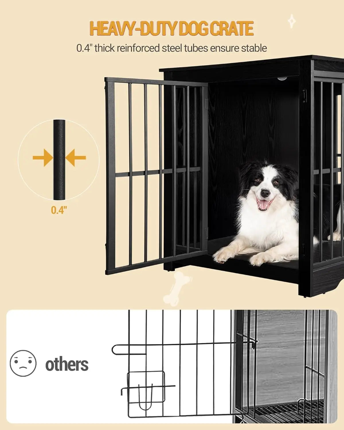 Wooden Dog Crate Furniture Double Door Kennel