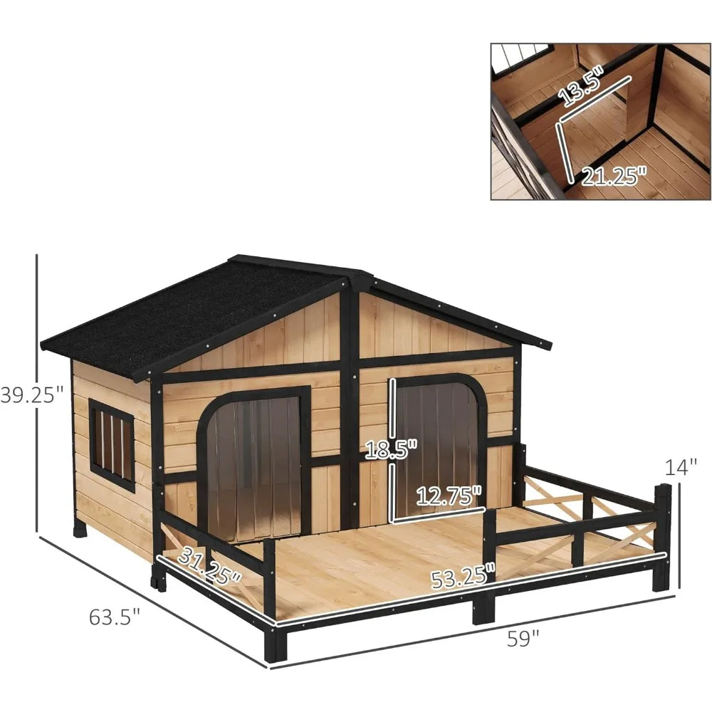 Kennels Elevated Floor and Porch, Weatherproof Shelter