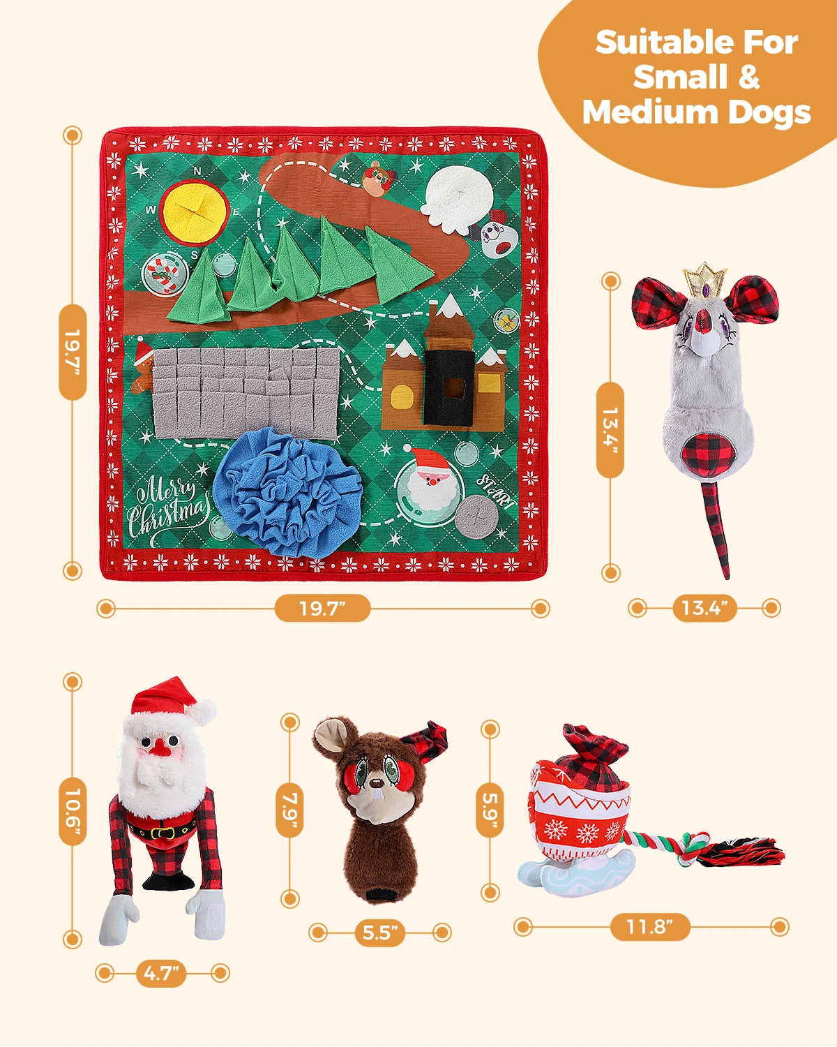 5 Piece Christmas Dog Toy Gift Set