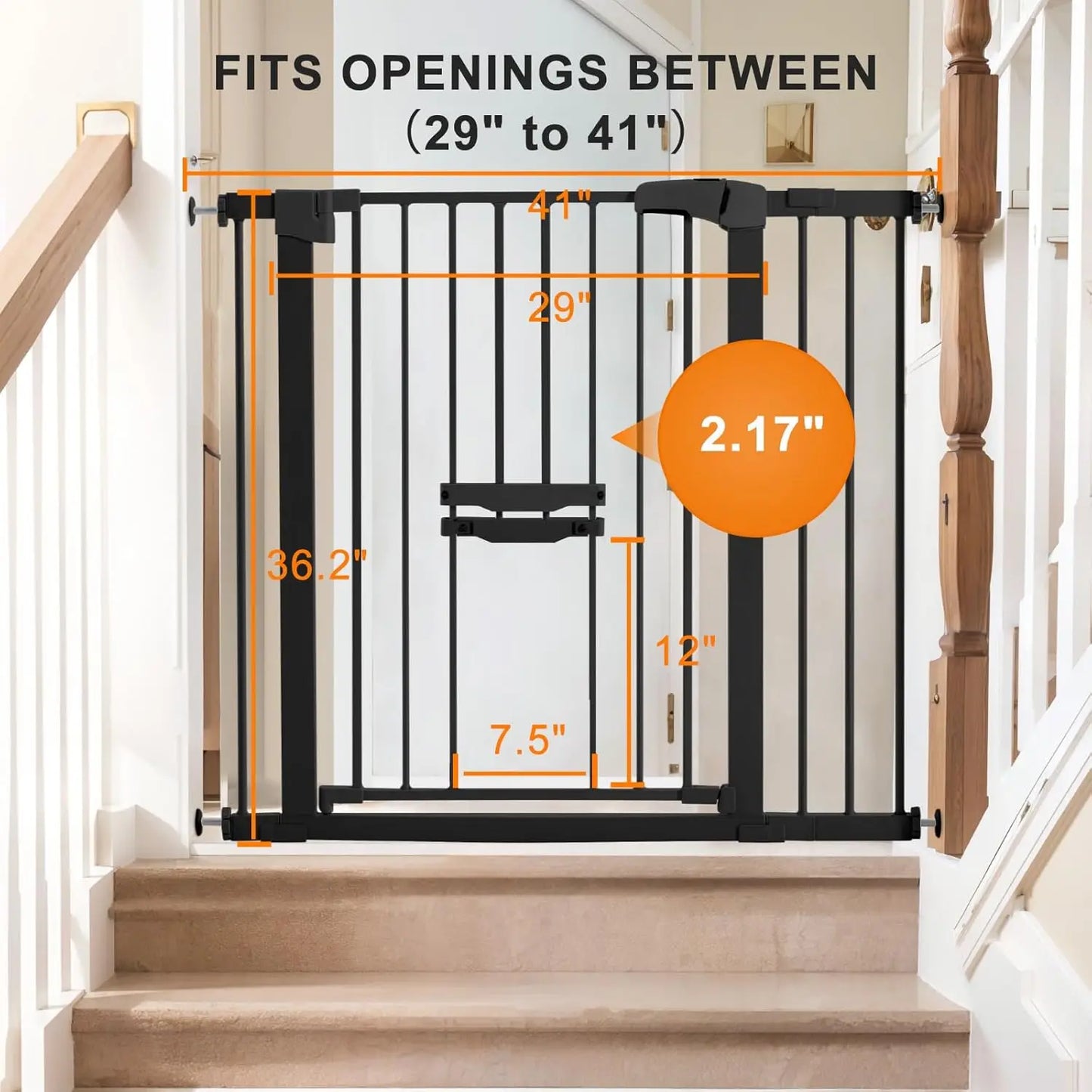 Dog Gate
 Adjustable, 29"-41" For Stairs, Doorways