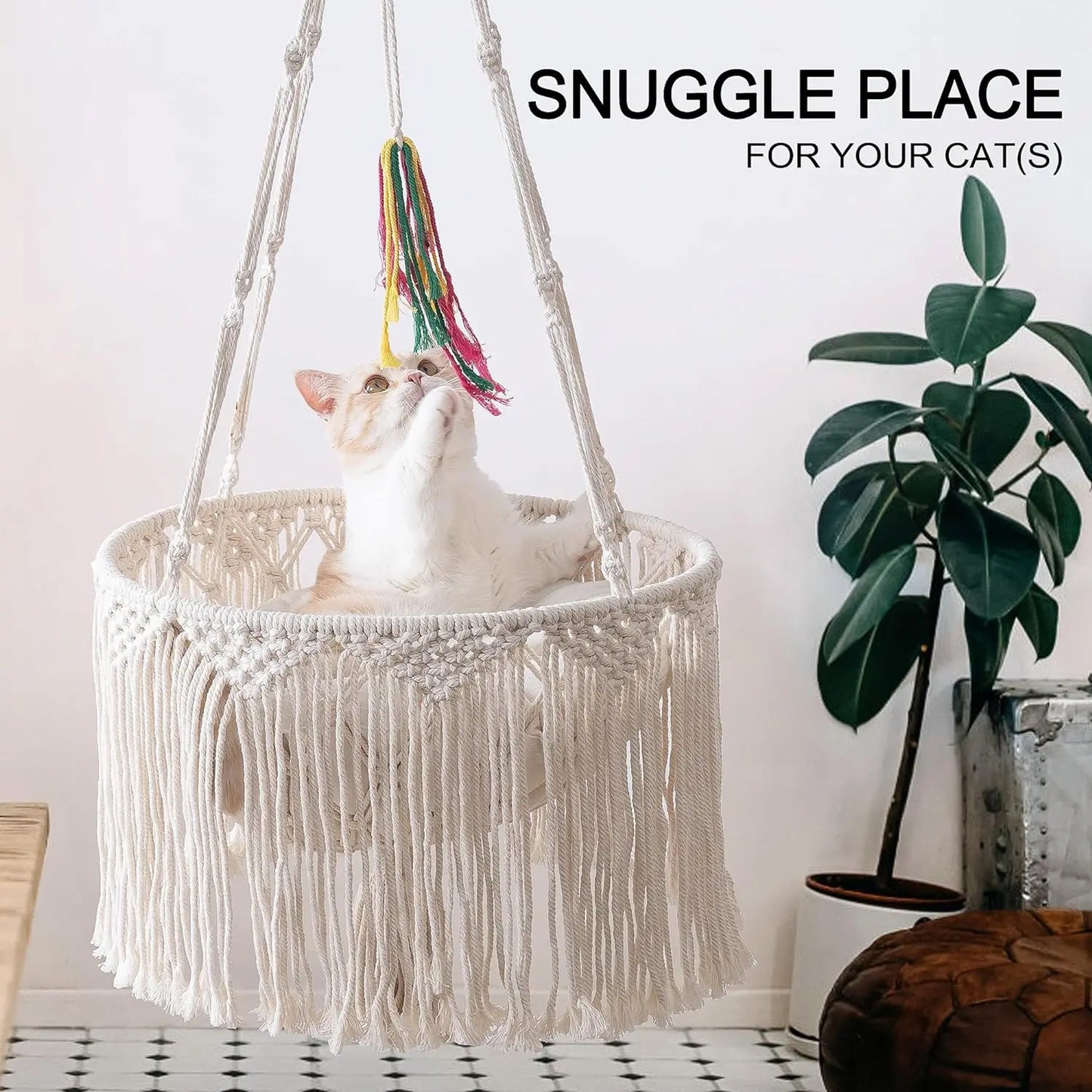 Macrame Hanging Cat Hammock Indoor Cats