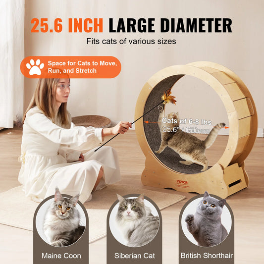 Cat Exercise Treadmill Roller Wooden Wheel