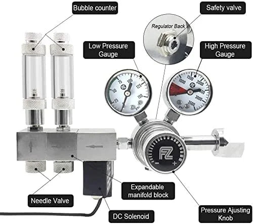 Fish Aquarium Dual Stage CO2 Regulator Adjustable