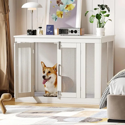 Indoor dog house with mats, double doors